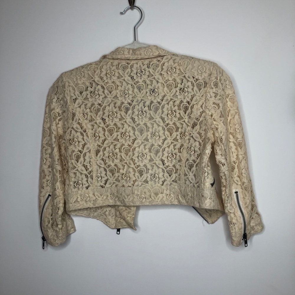 American Rag cream lace moto cropped jacket - Picture 6 of 7